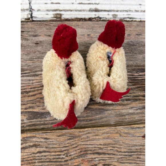 Vintage 1950s child wool Fuzzy Duck Slippers With Clicker Beak - Picture 9 of 16